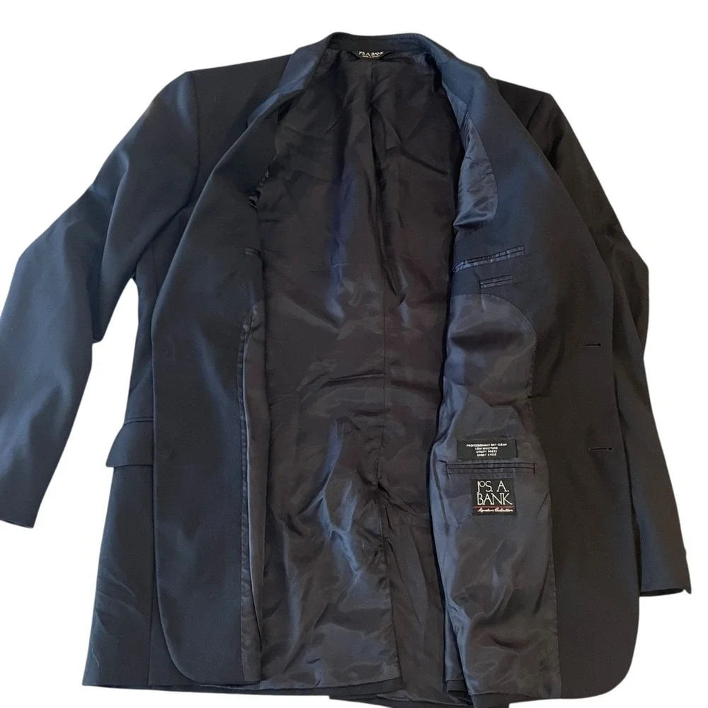 Jos A Bank Signature 100% Wool Gold 2 Button Blazer Sportcoat‎ Mens 42L Black